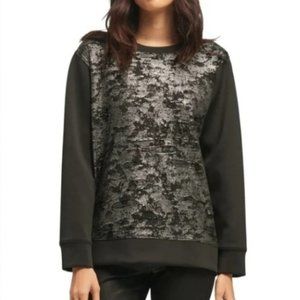 DKNY Womens The Everywhere Sweatshirt Crewneck Black shimmer sz L  /B4